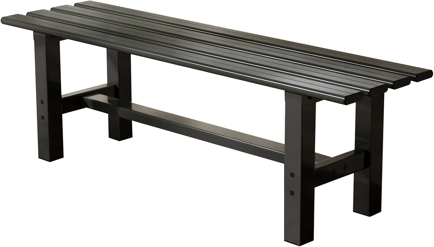 TECSPACE 47 Inches Aluminum Outdoor Weatherproof Bench Backless, 330 LBS Bearing Capacity Garden Porch Bench, Black