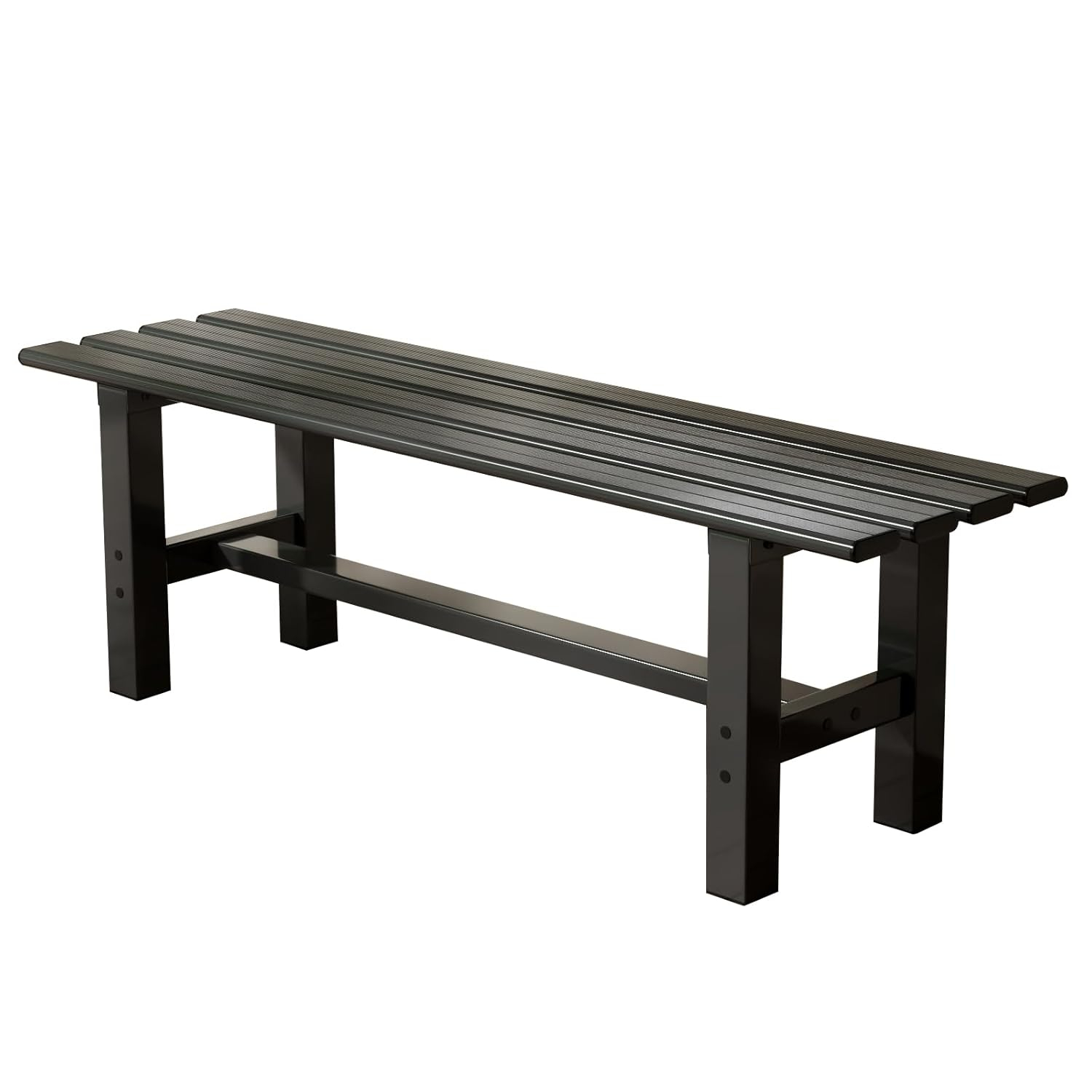TECSPACE 47 Inches Aluminum Outdoor Weatherproof Bench Backless, 330 LBS Bearing Capacity Garden Porch Bench, Black