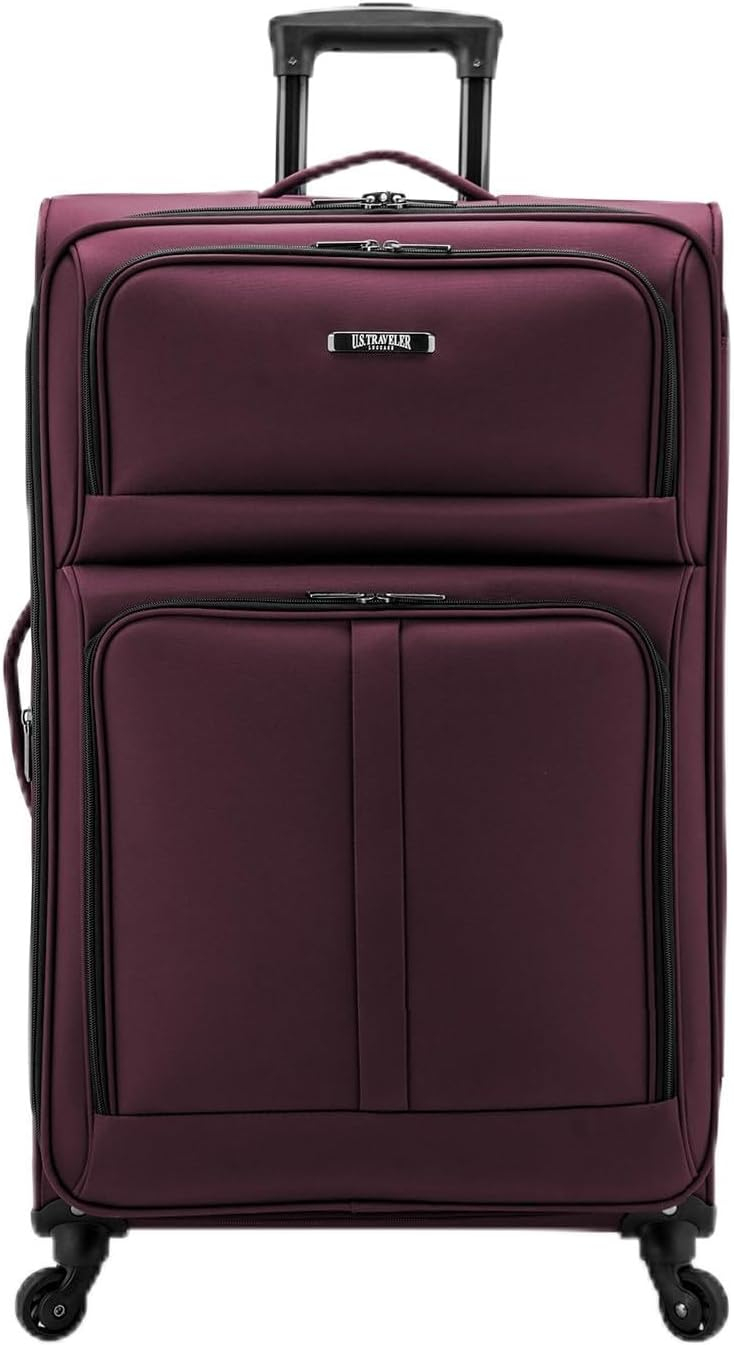 U.S. Traveler Anzio Softside Expandable Spinner Luggage, Burgundy, 30" Checked Large
