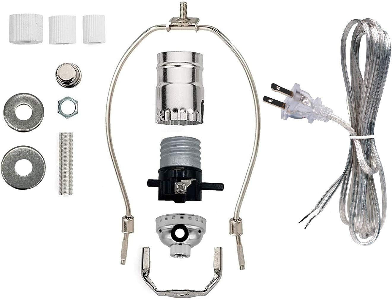 Creative Hobbies Lamp Kit for Liquor Bottles, Wine Bottles - Includes All Adapters and Parts - Silver Finish