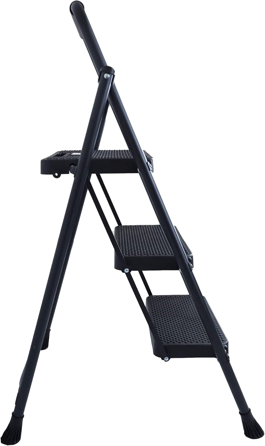 Folding Step Stool with Wide Anti-Slip Pedal, ​330​lbs Sturdy Steel Ladder, 3-Step