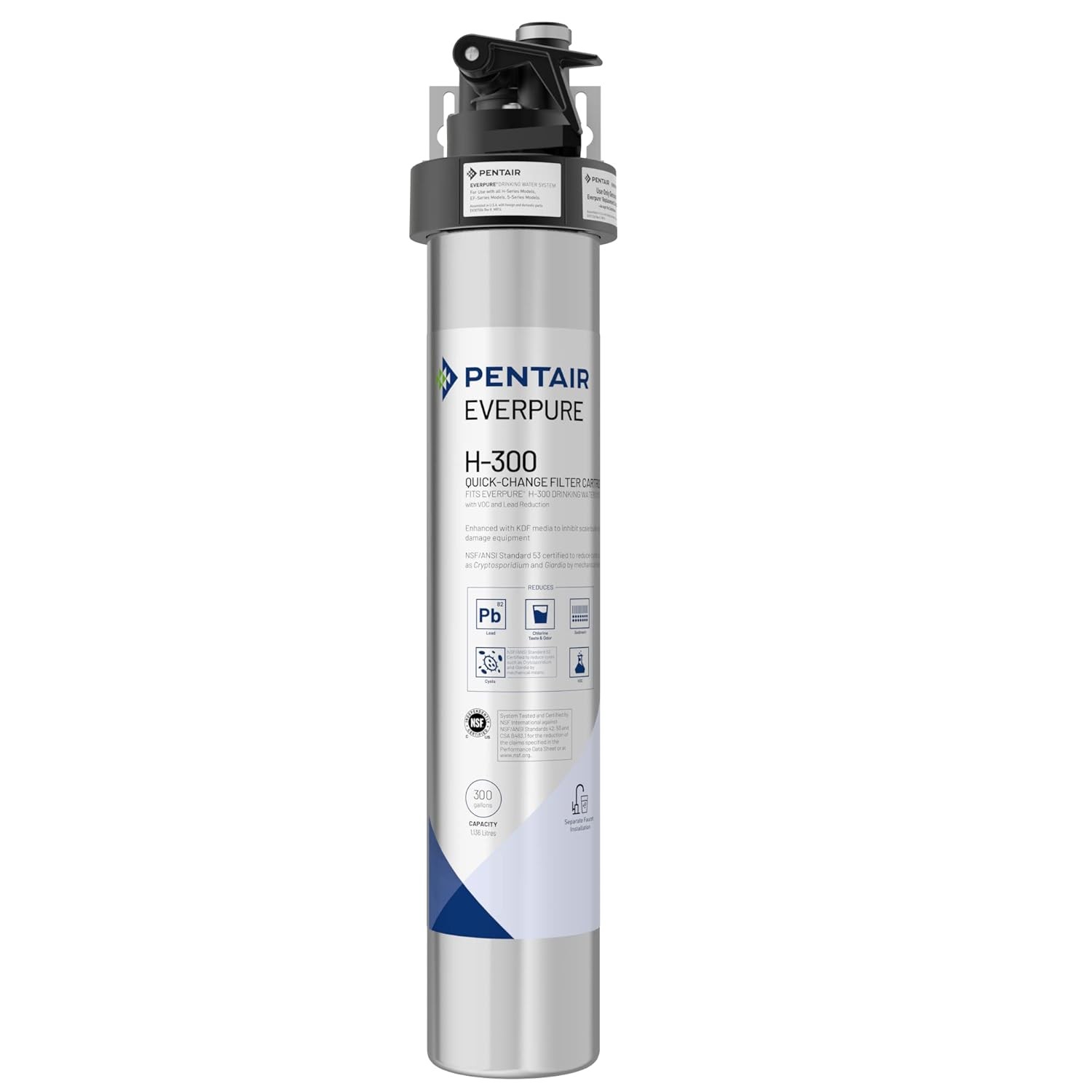 Pentair Everpure H-300 Stainless Steel Under Sink Water Filtration System