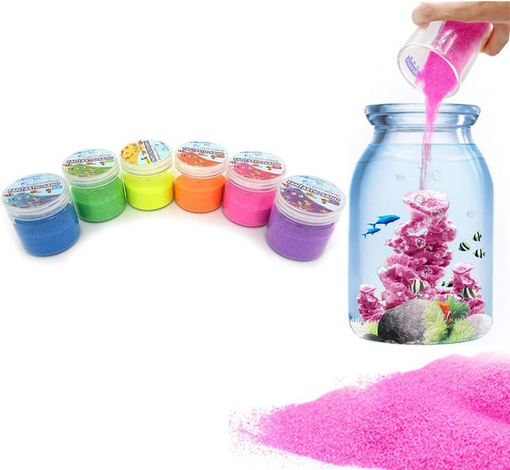 JULAN 6 Pack Magic Sand - Space & Colored Sand Toys for Kids & Adults - 6 Colors