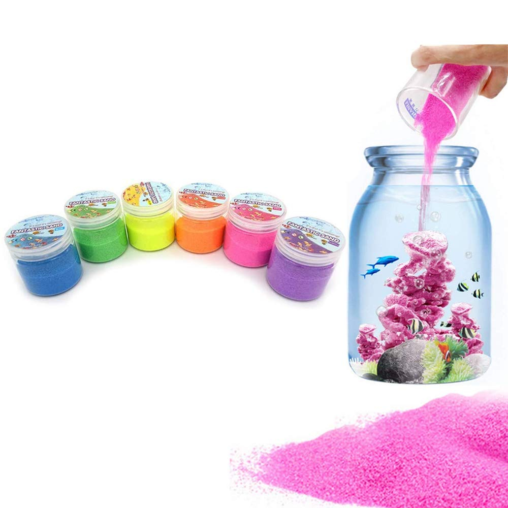 JULAN 6 Pack Magic Sand - Space & Colored Sand Toys for Kids & Adults - 6 Colors