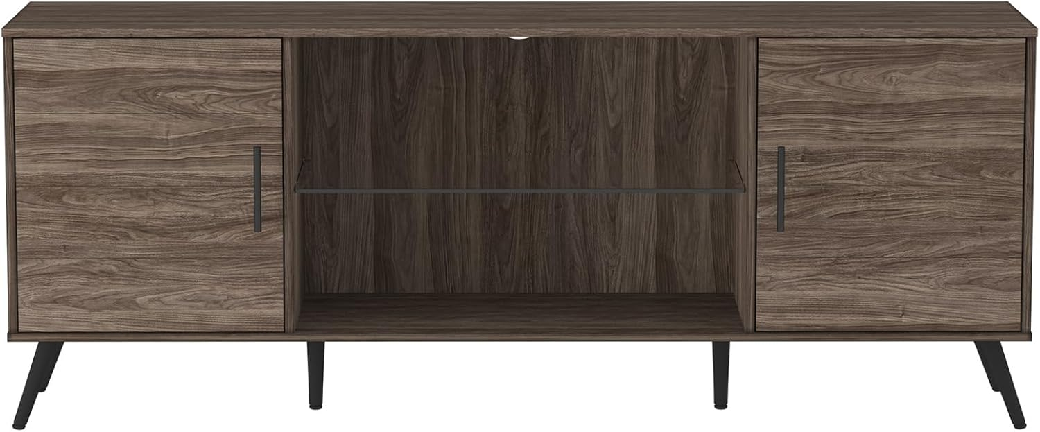Walker Edison Mid Century 2-Door TV Stand for TVs Up to 68", Slate Grey