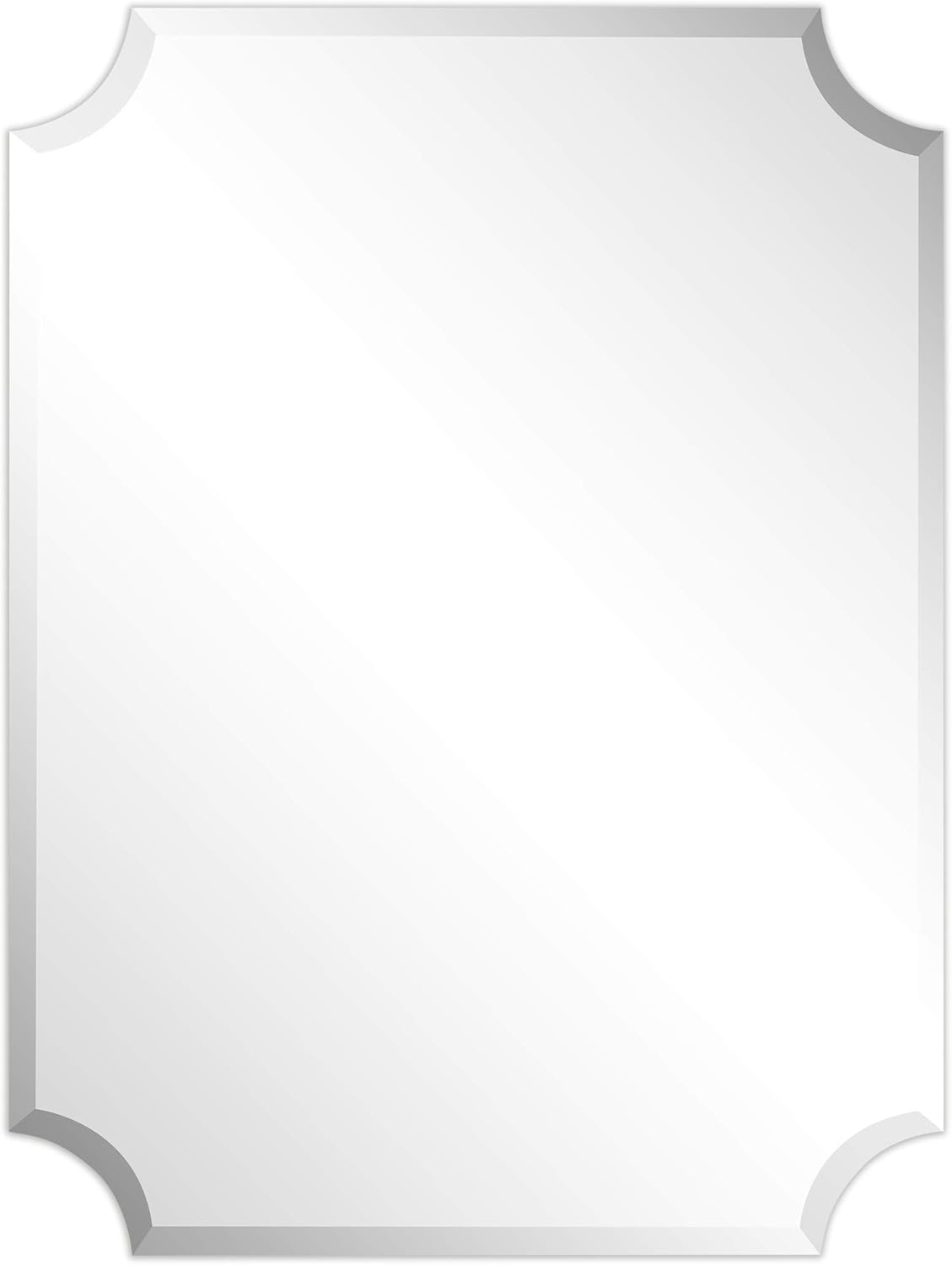 Empire Art Direct Frameless Rectangle Scalloped Beveled Wall Mirror - Clear 30 in. x 0.39 in. x 40 in.