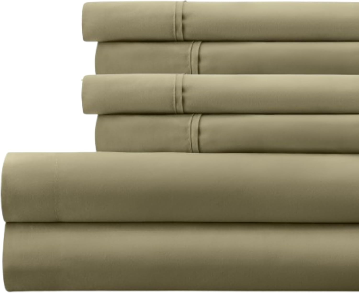 Full, Sage Solid Microfiber 6 Piece Bed Sheet Set, by Noble Linens