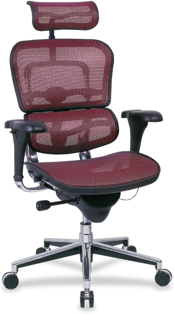 Raynor Eurotech Ergo Human High Back Managers Chair with Headrest and Mesh Plum Red ME7ERG-Red(N)