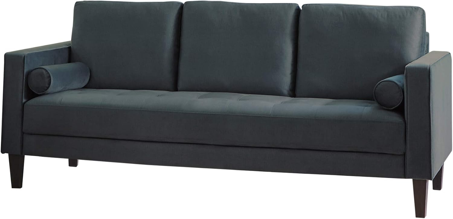 Coaster Contemporary Cushion Back Upholstered Velvet Sofa in Green