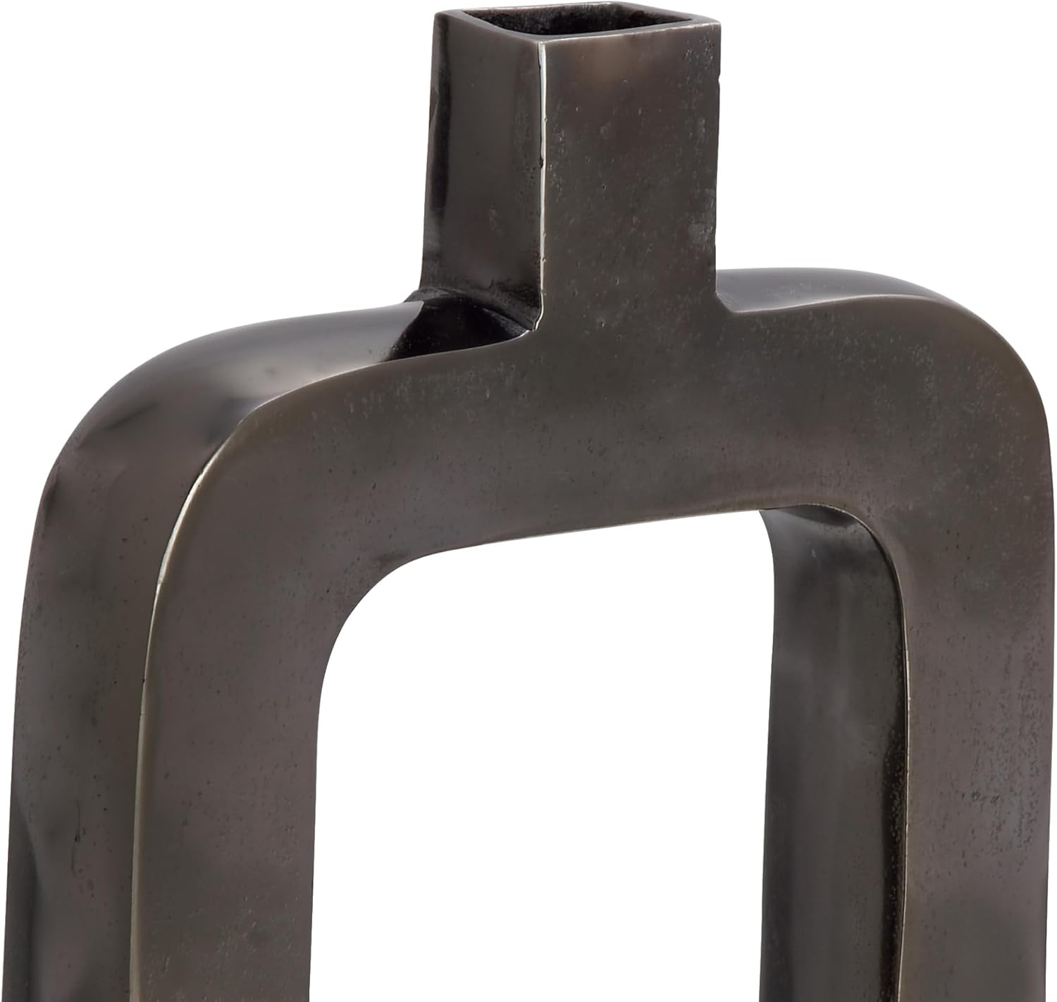 Black Geometric Aluminum Metal Bud Vase with Open Center Design