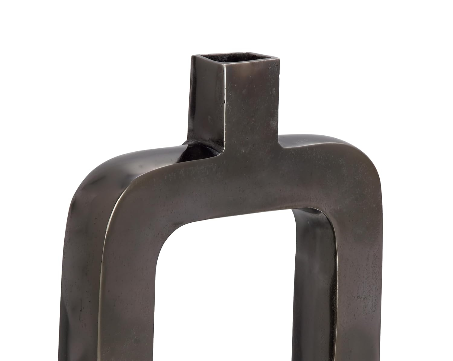 Black Geometric Aluminum Metal Bud Vase with Open Center Design