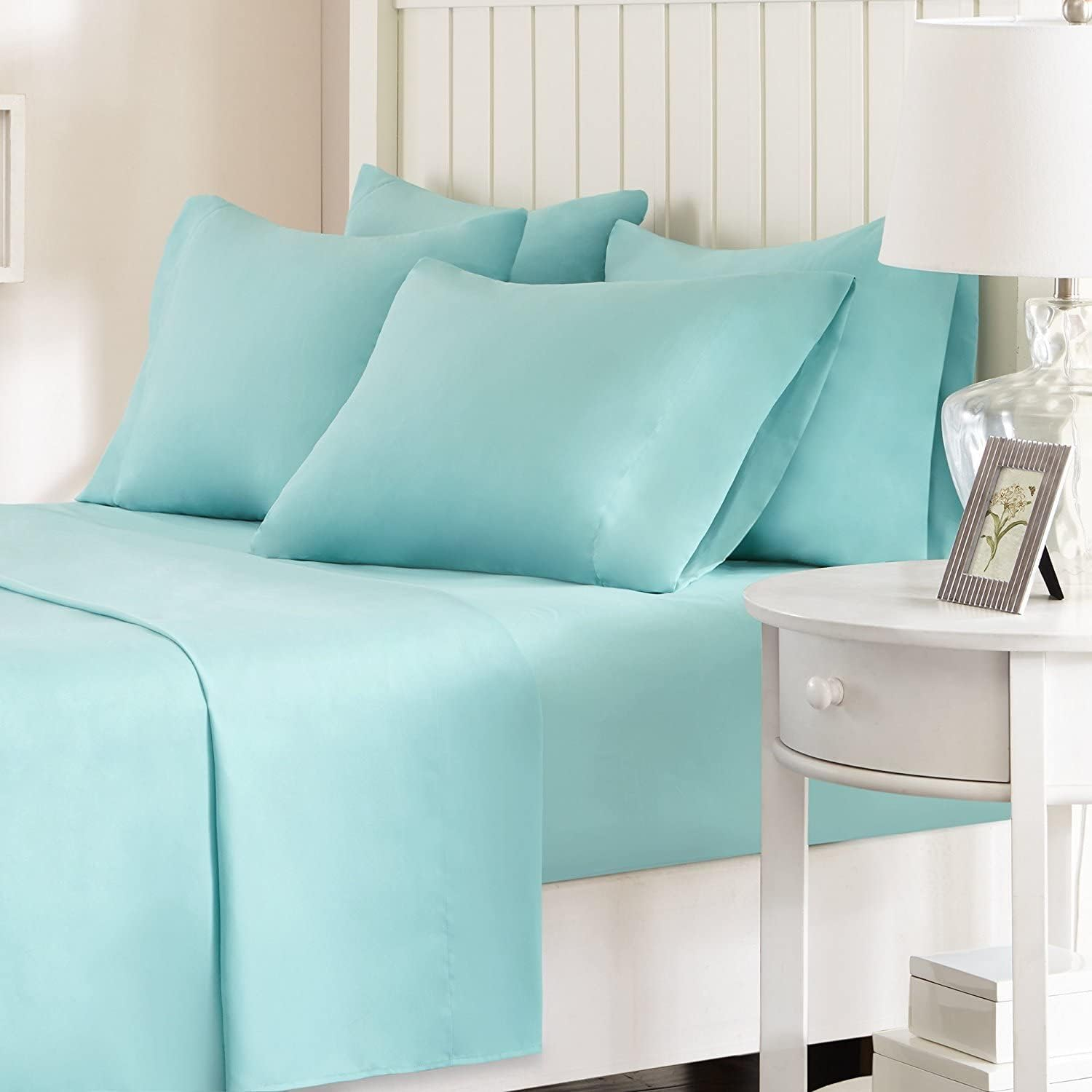 Aqua Twin Deep Pocket Microfiber Sheet Set