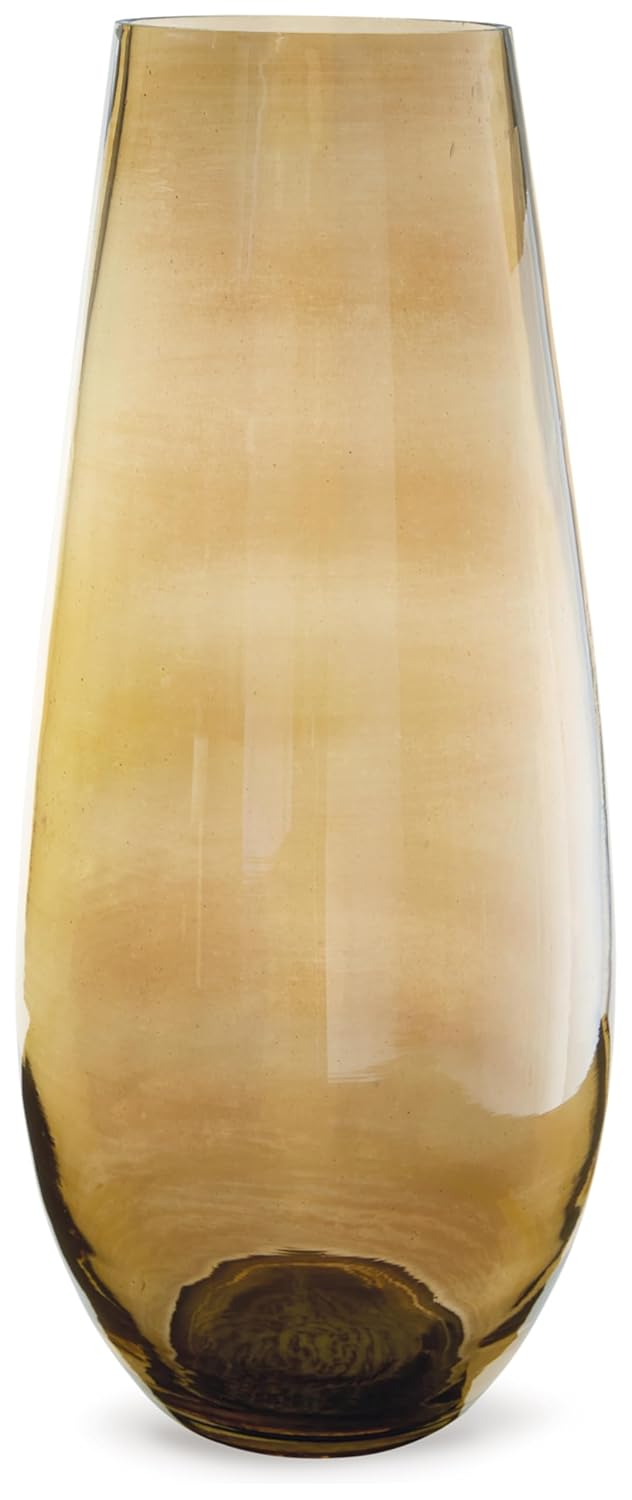 Amber Glass 18" Contemporary Table Vase