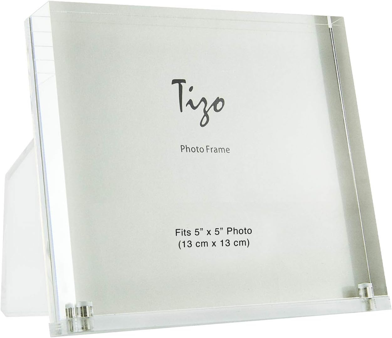TIZO Design Vertical 5x5 Lucite Picture Frame, Durable 1 Inch Thick Clear Lucite & Magnetic Closures, Elegant & Practical Boutique Quality Photo Frame (Multiple Colors Available)