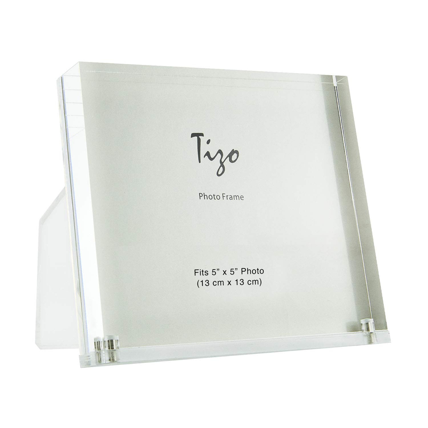 TIZO Design Vertical 5x5 Lucite Picture Frame, Durable 1 Inch Thick Clear Lucite & Magnetic Closures, Elegant & Practical Boutique Quality Photo Frame (Multiple Colors Available)