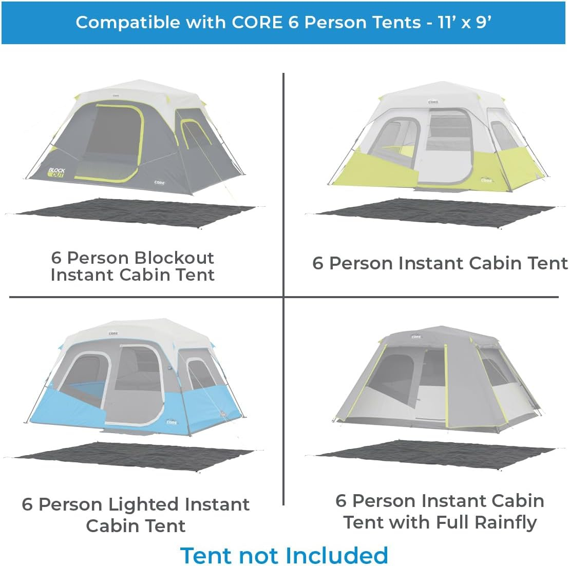 Gray Polyethylene Water Resistant Camping Tent Footprint