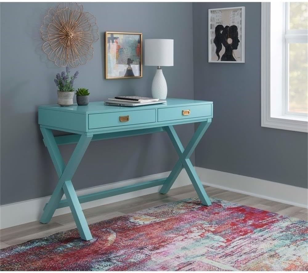 Riverbay Furniture Contemporary Wood Writing Desk in Blue
