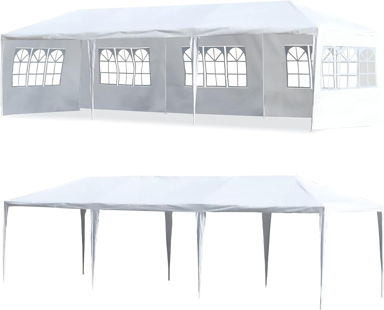 Canopy 10'x30' Party Tent Heavy Duty Outdoor Gazebo Wedding Party Tent with 5 Removable Sidewalls Waterproof UV Resistant for Wedding Camping Shelter BBQ,White