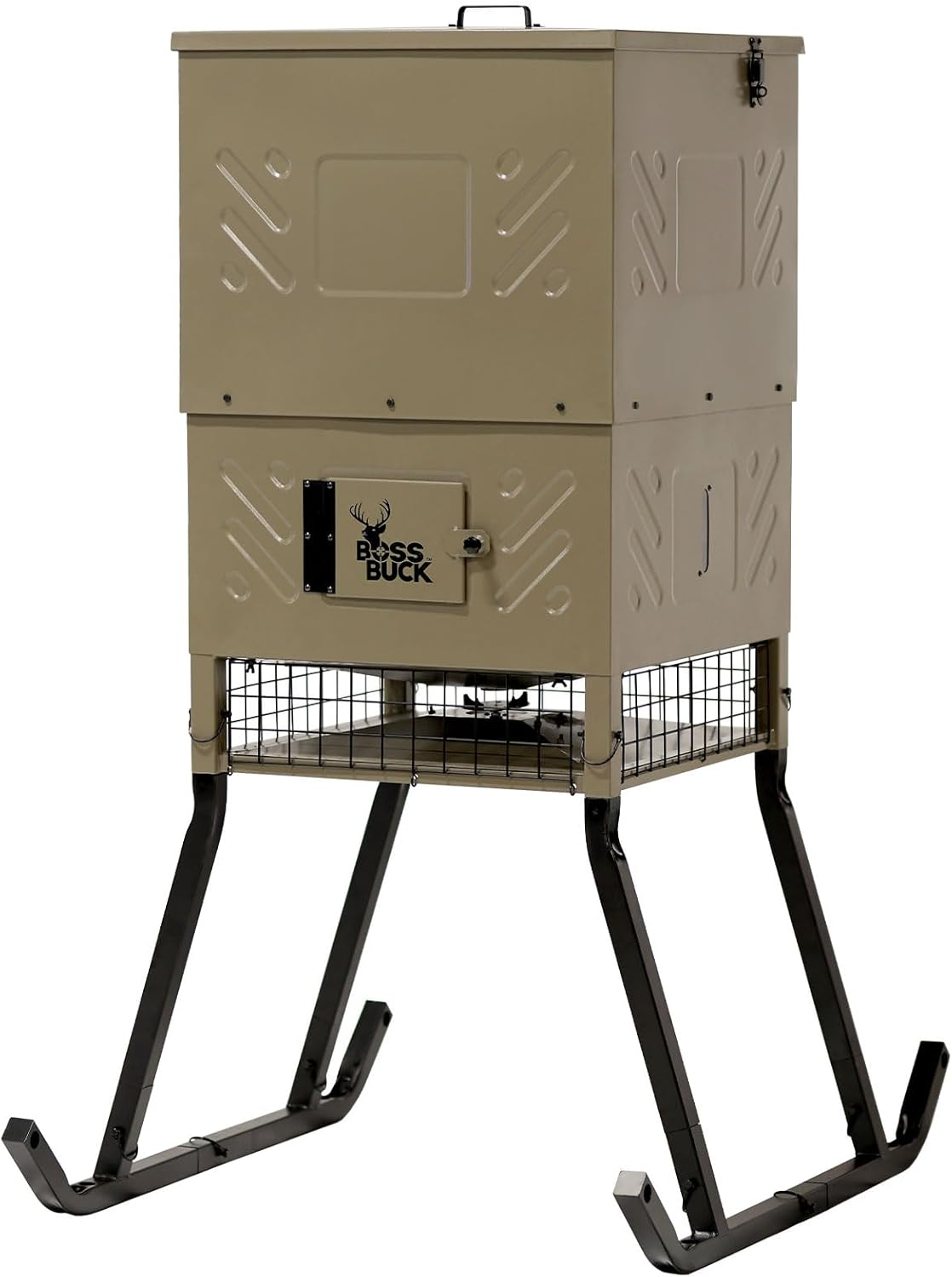 Boss Buck 600 lb Beige Steel Programmable Game Feeder with Solar Panel