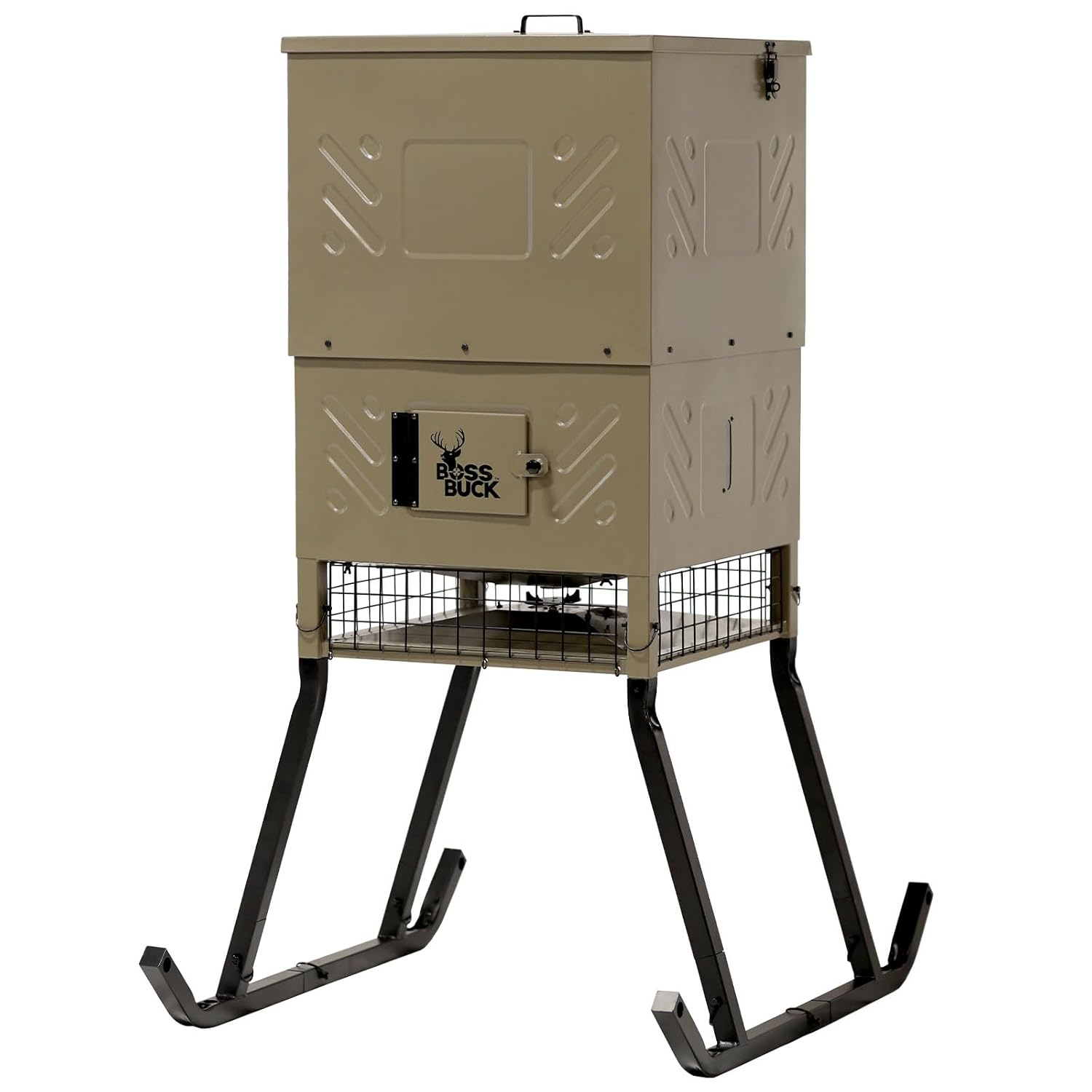 Boss Buck 600 lb Beige Steel Programmable Game Feeder with Solar Panel