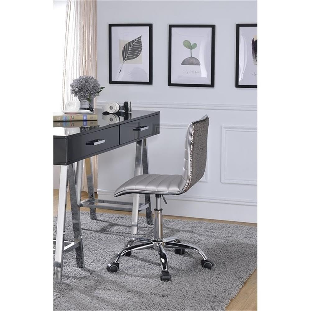 ACME Alessio Office Chair in Silver and Chrome