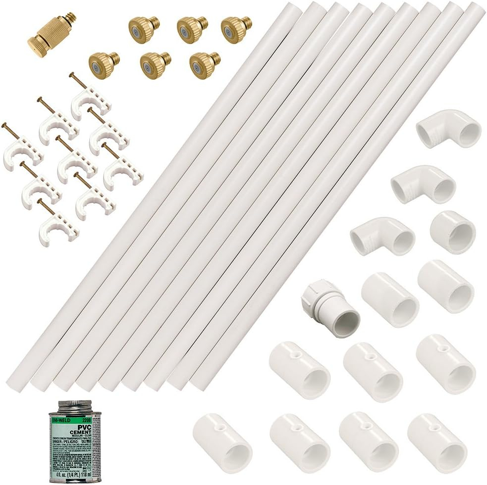 Orbit 12 ft. Outdoor PVC Mist Cooling System with 6 Mist Nozzles for Ultimate Cooling, Stage 1