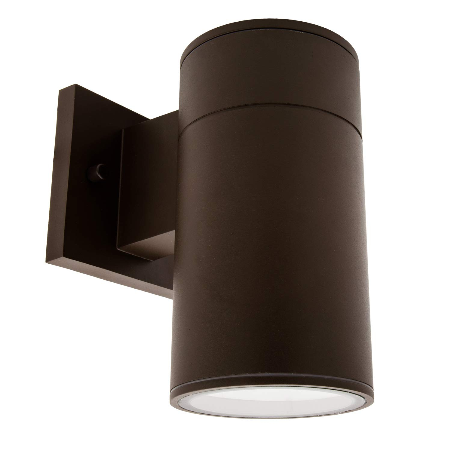 Maxxima Cylinder LED Outdoor Wall Light, Modern Wall Wash, 12 Watt, 1050 Lumens, 5 CCT 2700K/3000K/3500K/4000K/5000K, Dusk to Dawn Photocell Sensor, Exterior Garage, Patio, or Porch Lighting, Black