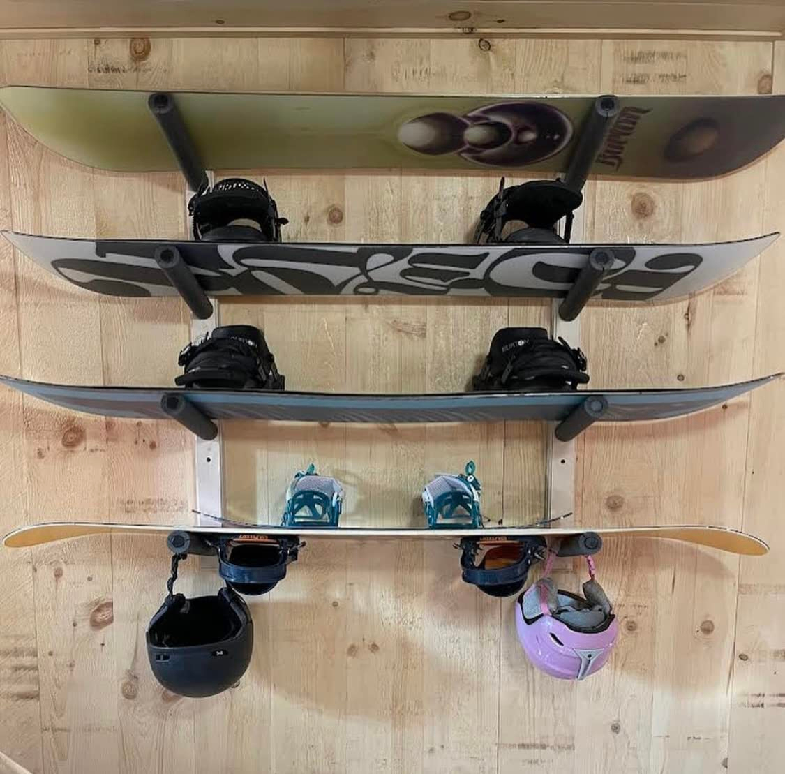 Powder Coated Wall-Mounted Snowboard Rack with Padded Arms