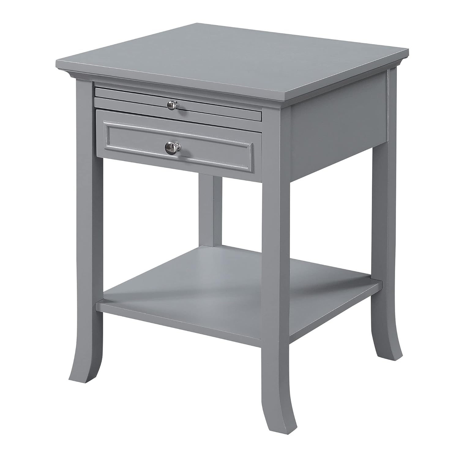 Convenience Concepts American Heritage Logan 1 Drawer End Table with Pull-Out Shelf, Gray