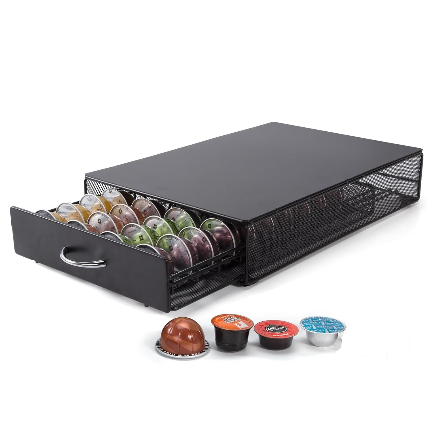 Coffee Pod Holder Storage Drawer Compatible With Nespreso Vertuoline/Lavazza Blue Capsules,40 Capacity Coffee Pods Storage Organizer for Vertuoline Pods for Coffee Station, Black.