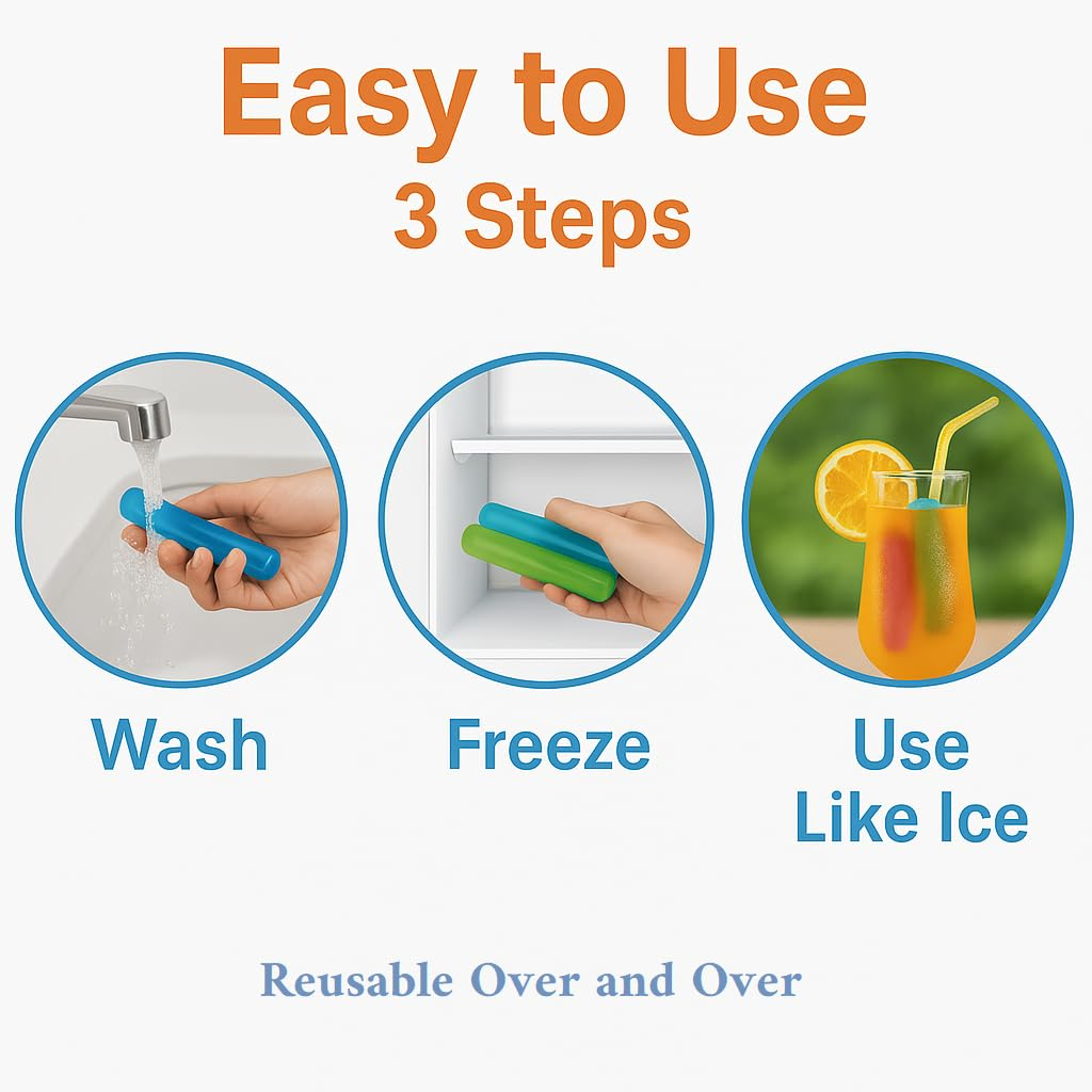 Vibrant Multicolor BPA-Free Reusable Ice Cube Sticks for Drinks
