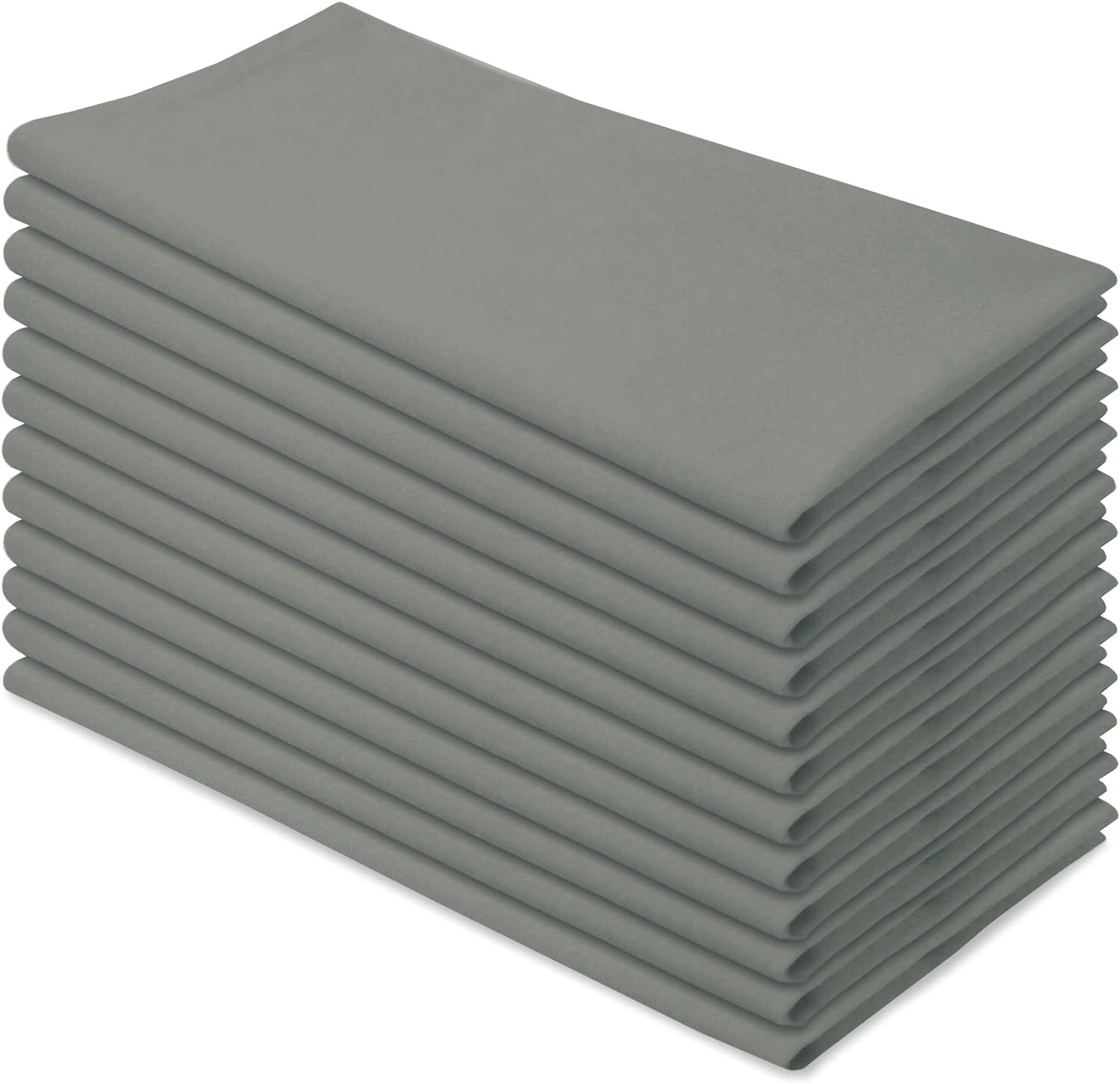 Aunti Em's Kitchen Steel Grey Cotton Napkins Cloth 20 x 20 Oversized 100% Natural Bulk Linens for Dinner, Events, Weddings, Set of 12