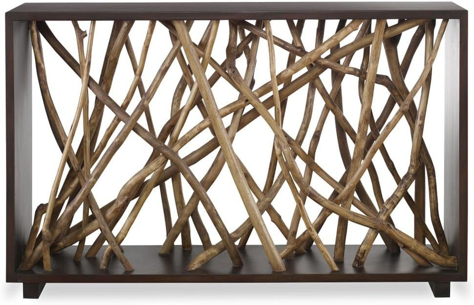 Teak and Mahogany Modern Hallway Console Table