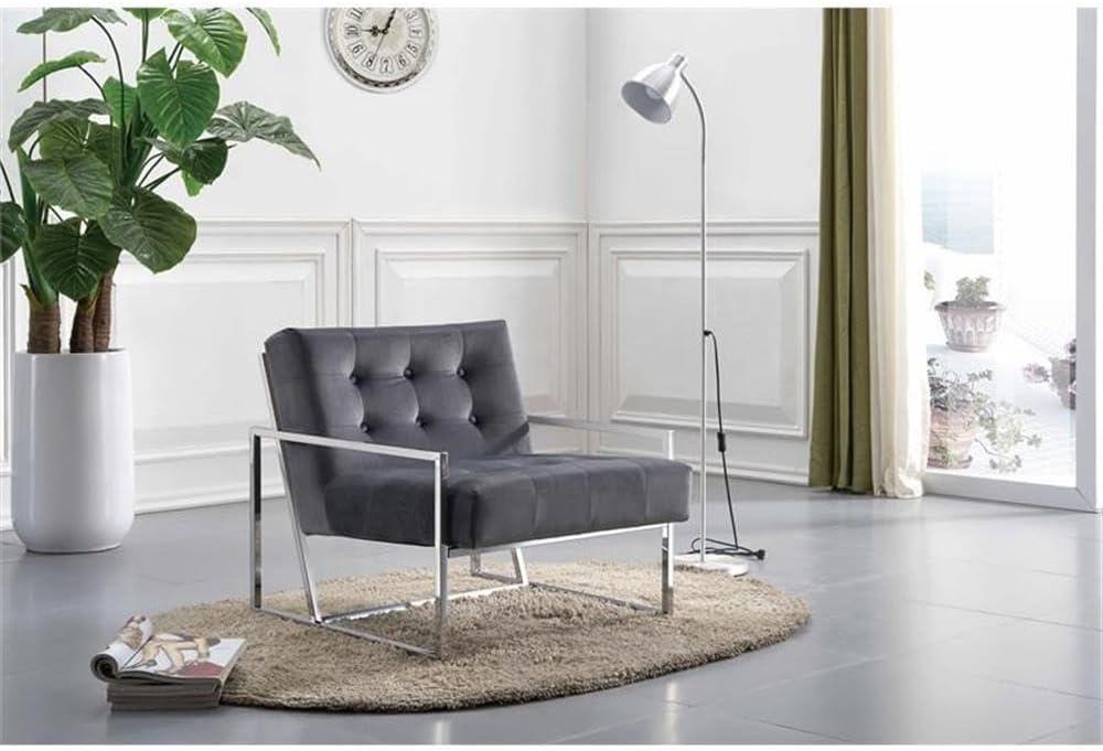 Meridian Furniture Alexis Gray Velvet Accent Chair