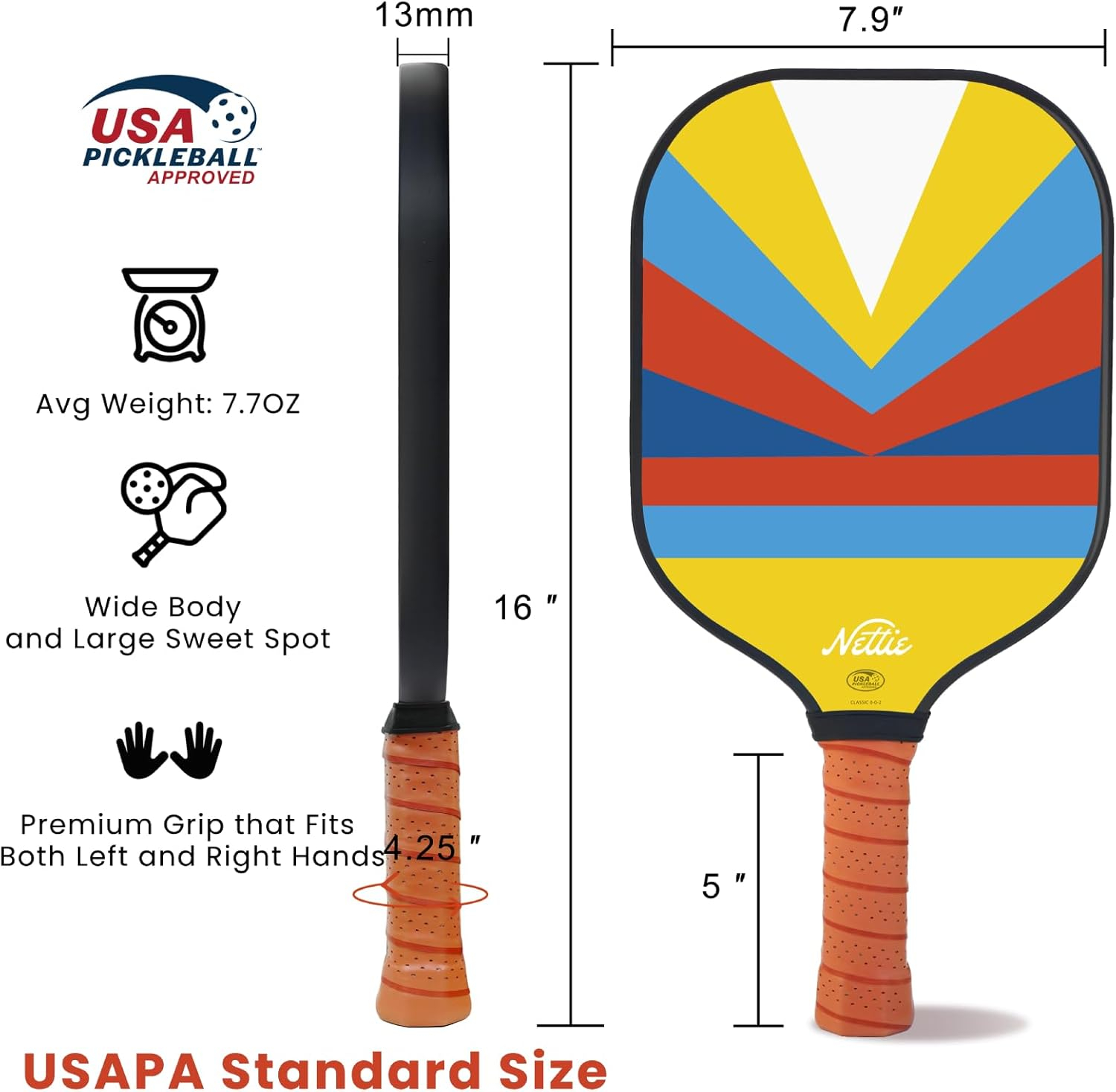 Pickleball Paddles, Carbon Fiber Pickleball Paddles Set of 1/2/4, USAPA Approved 13mm Polymer Core Pickleball Set for Intermediate, Stylish Pickleball Gifts
