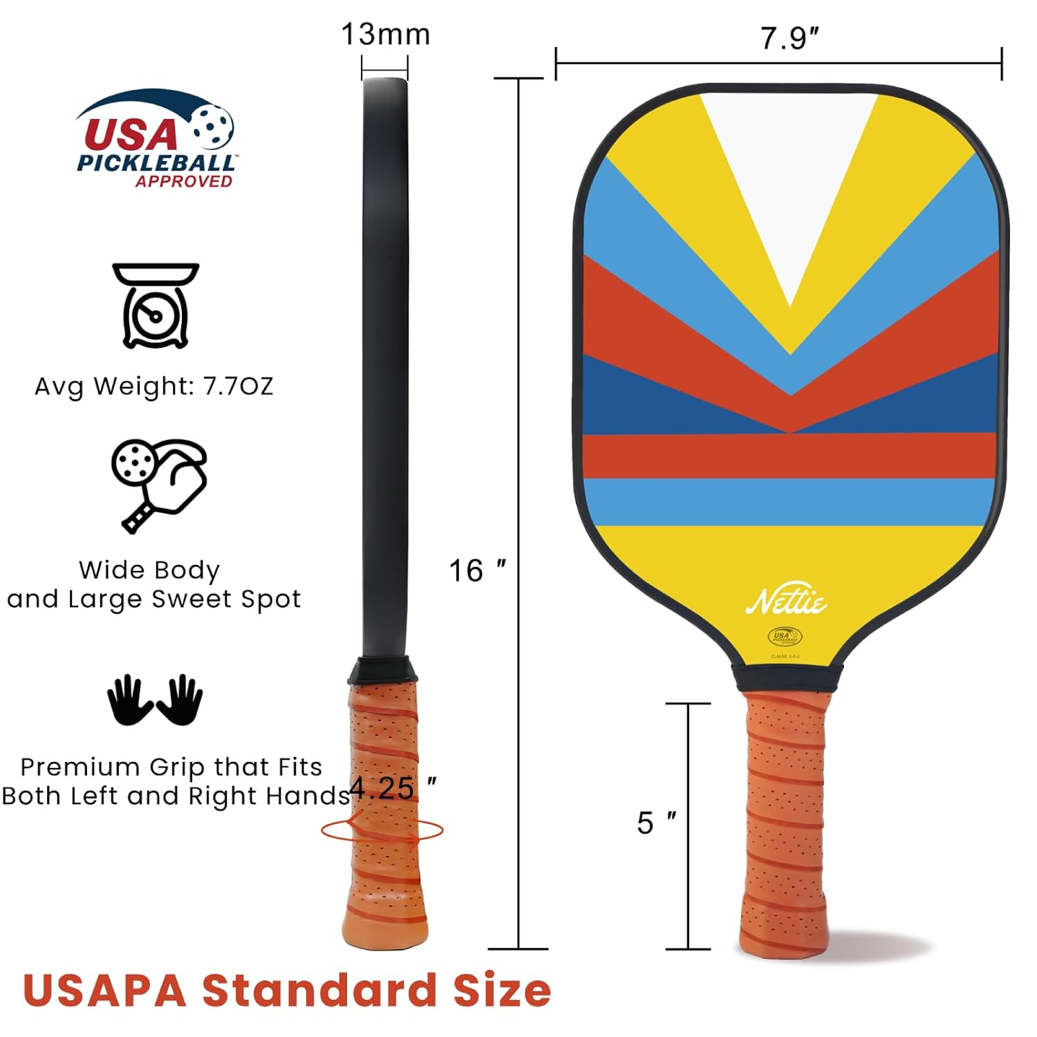 Pickleball Paddles, Carbon Fiber Pickleball Paddles Set of 1/2/4, USAPA Approved 13mm Polymer Core Pickleball Set for Intermediate, Stylish Pickleball Gifts
