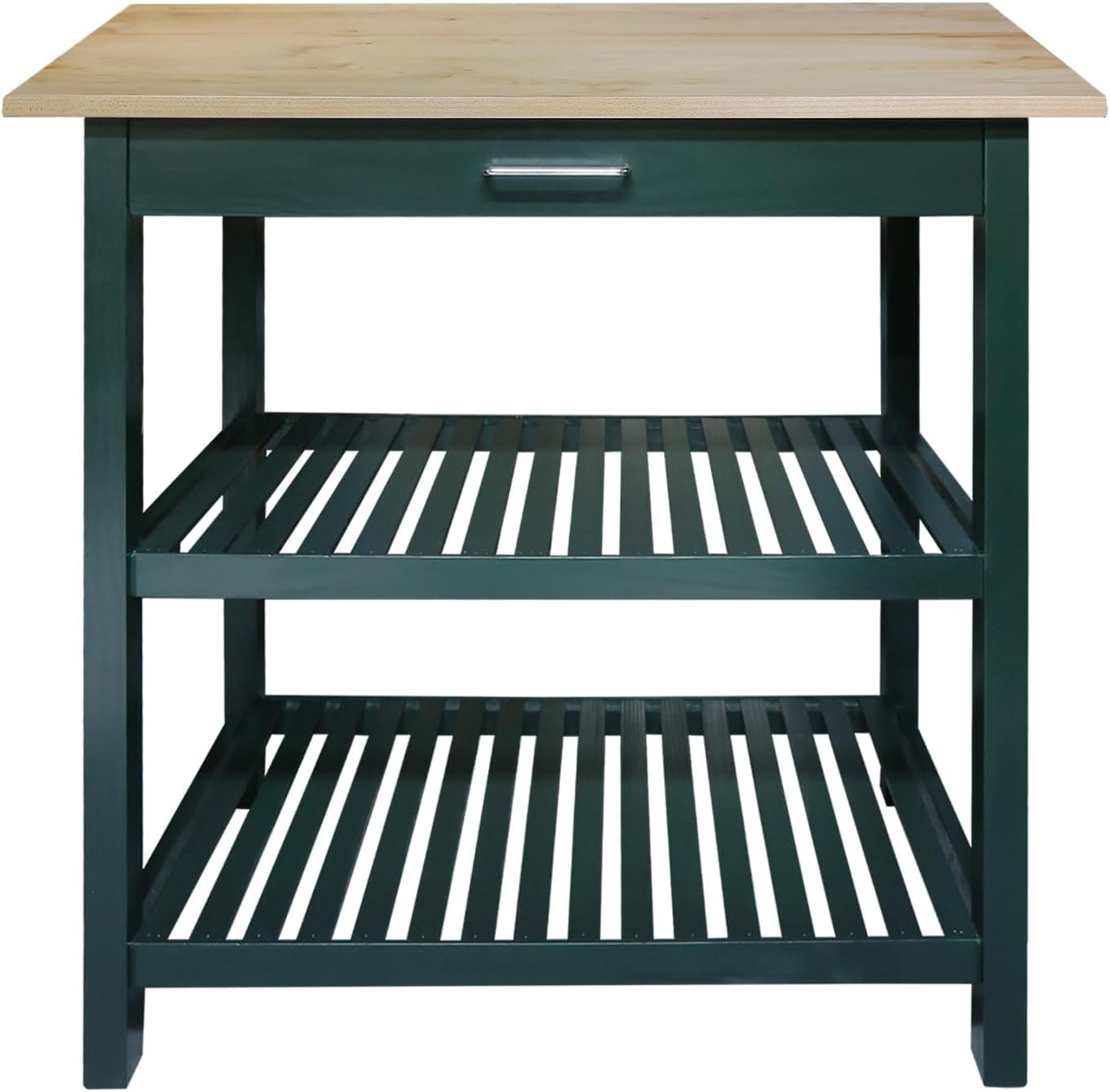 Kitchen Island with Solid American Hardwood Top, Hunter Green
