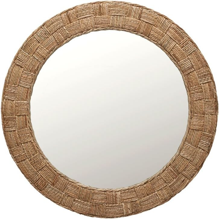 DaiZuY Round Rope Wall Mirror, Chequered, Beige/Natural