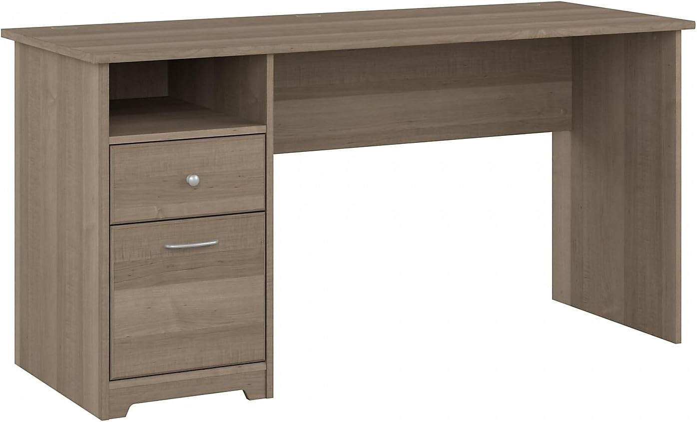 Cabot 60W Computer Desk with Drawers in Ash Gray - Engineered Wood