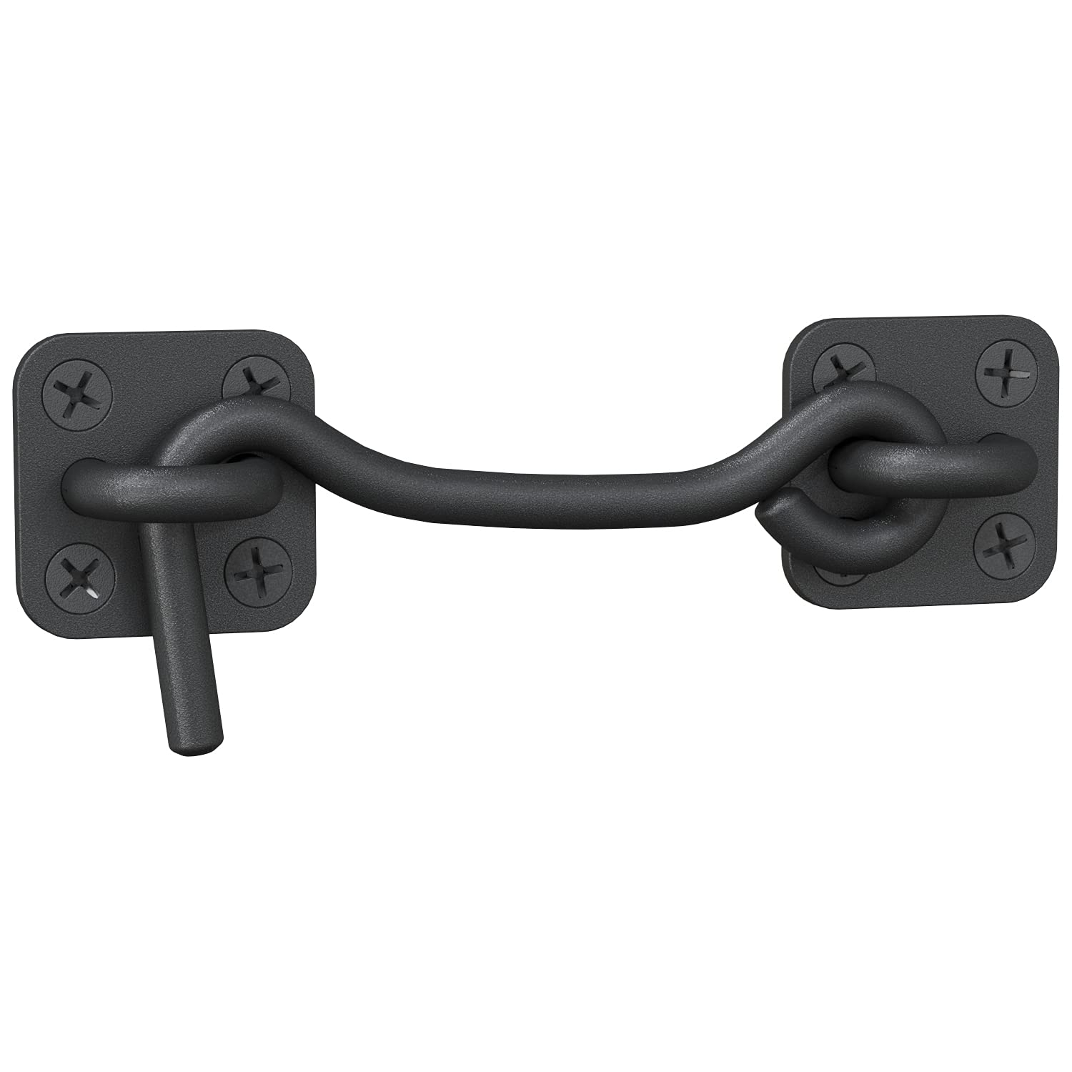 Barn Door Latch & Lock - Heavy Duty Wrought Iron Hook and Eye Latch - Black