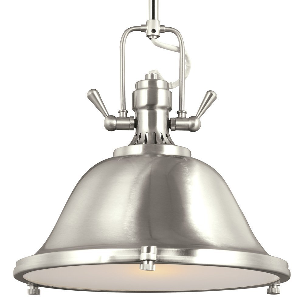 Brushed Nickel Stone Street 11.62" LED Pendant with Satin Etched Glass
