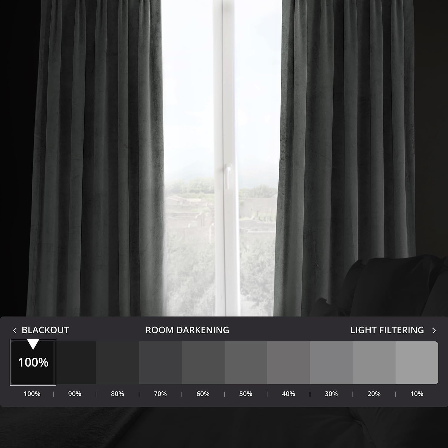 HPD Half Price Drapes Velvet Blackout Curtains/Drapes - 96 Inches Long 1 Panel Blackout Curtain Signature Pleated for Living Room & Bedroom - 25W X 96L, Silver Grey