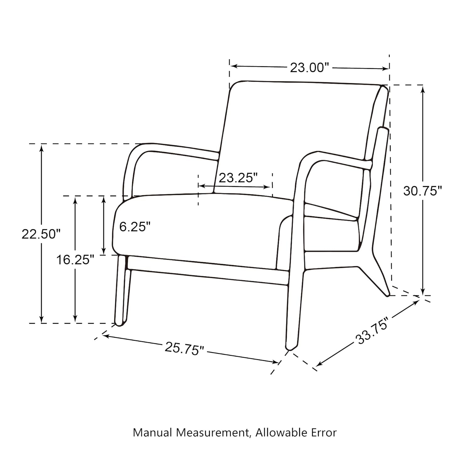 Glitzhome 2 Set Mid Century Coffee Accent Armchair, Single Reading Armchair PU Leather Lounge Chair with Walnut Ruberwood Frame