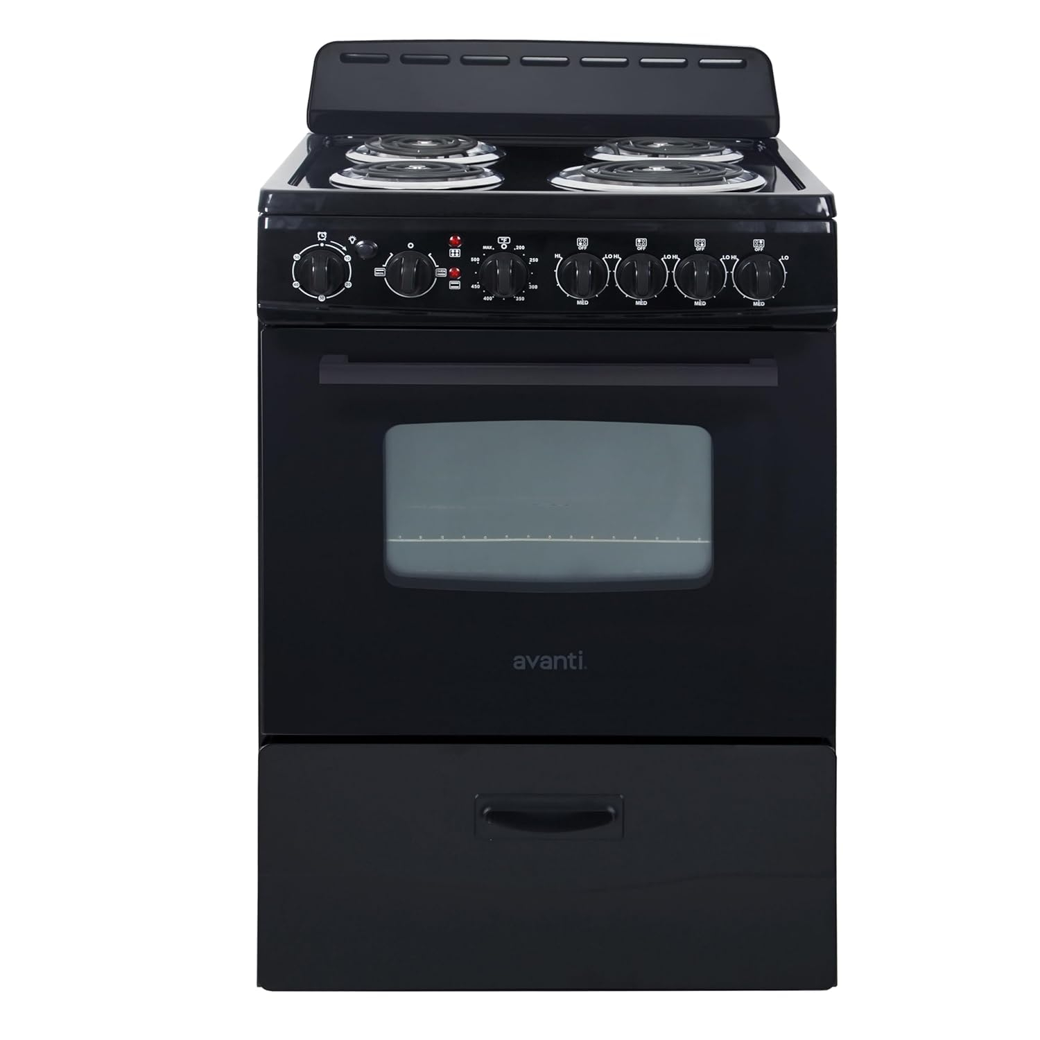 Avanti 24-Inch Black Freestanding Electric Range with Glass Door
