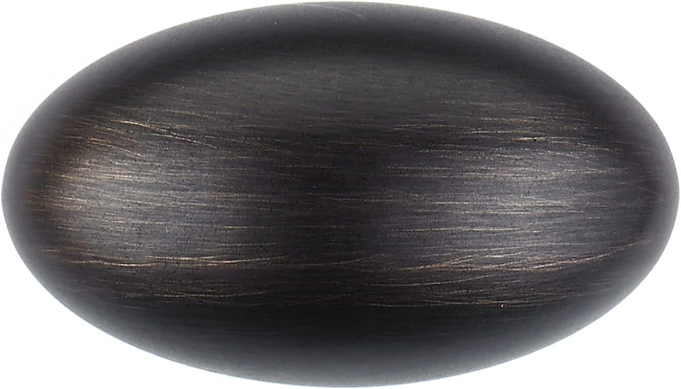 Richelieu Hardware BP444340BORB Olinville Collection 1 9/16-inch (40 mm) x 7/8-inch (22 mm) Brushed Oil-Rubbed Bronze Traditional Cabinet and Drawer Oval Knob for Kitchen, Bathroom, and Furniture