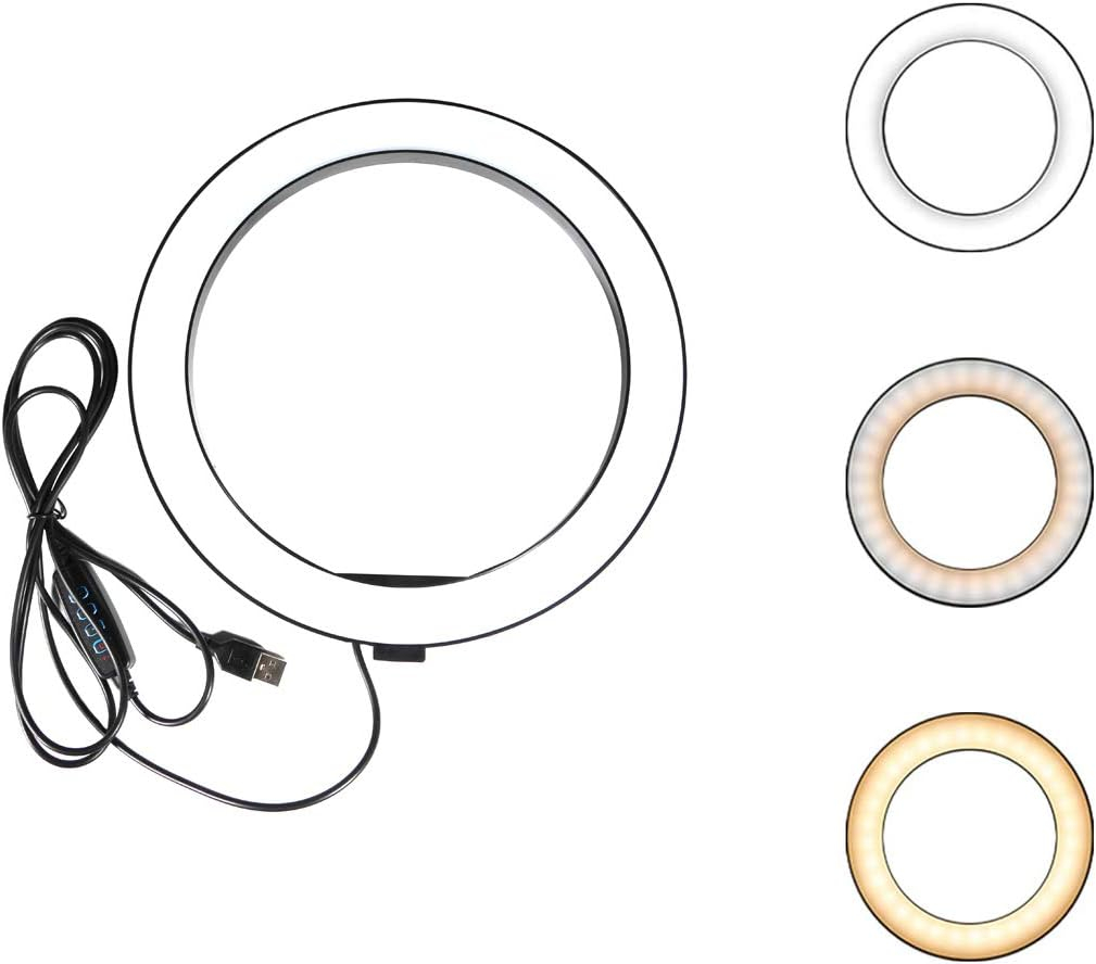 Ring Light OEBLD Dimmable with 3 Light Modes & 10 Brightness Level LED Ring Fill Lights for Phone Live Stream Makeup YouTube Shooting(B(only 10'' Ring Light))
