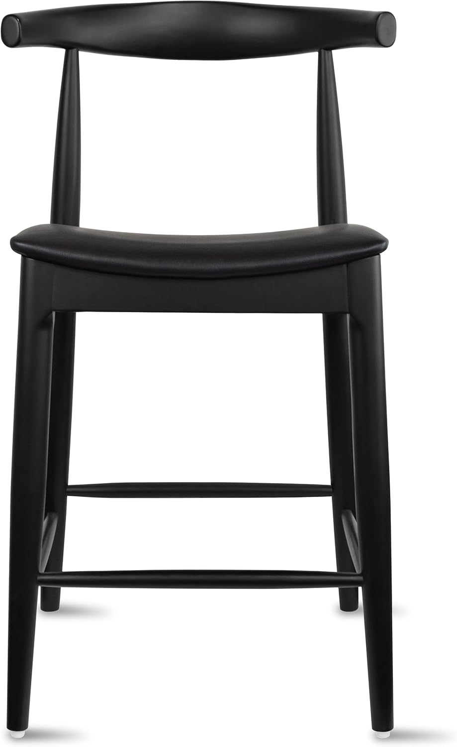 2xhome Elbow Countertop Height Bar Stool Wood Frame Bar Stools with Open Backs Dark PU Leahter Cushion Dark Black, Single, Set of 1