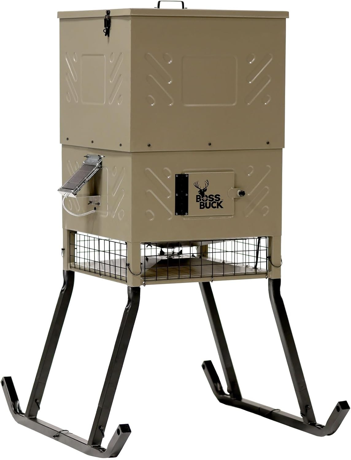 Boss Buck 600 lb Beige Steel Programmable Game Feeder with Solar Panel