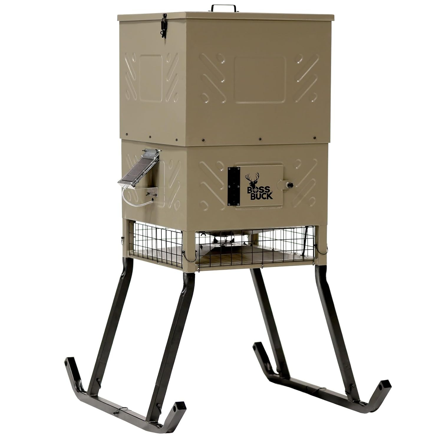 Boss Buck 600 lb Beige Steel Programmable Game Feeder with Solar Panel