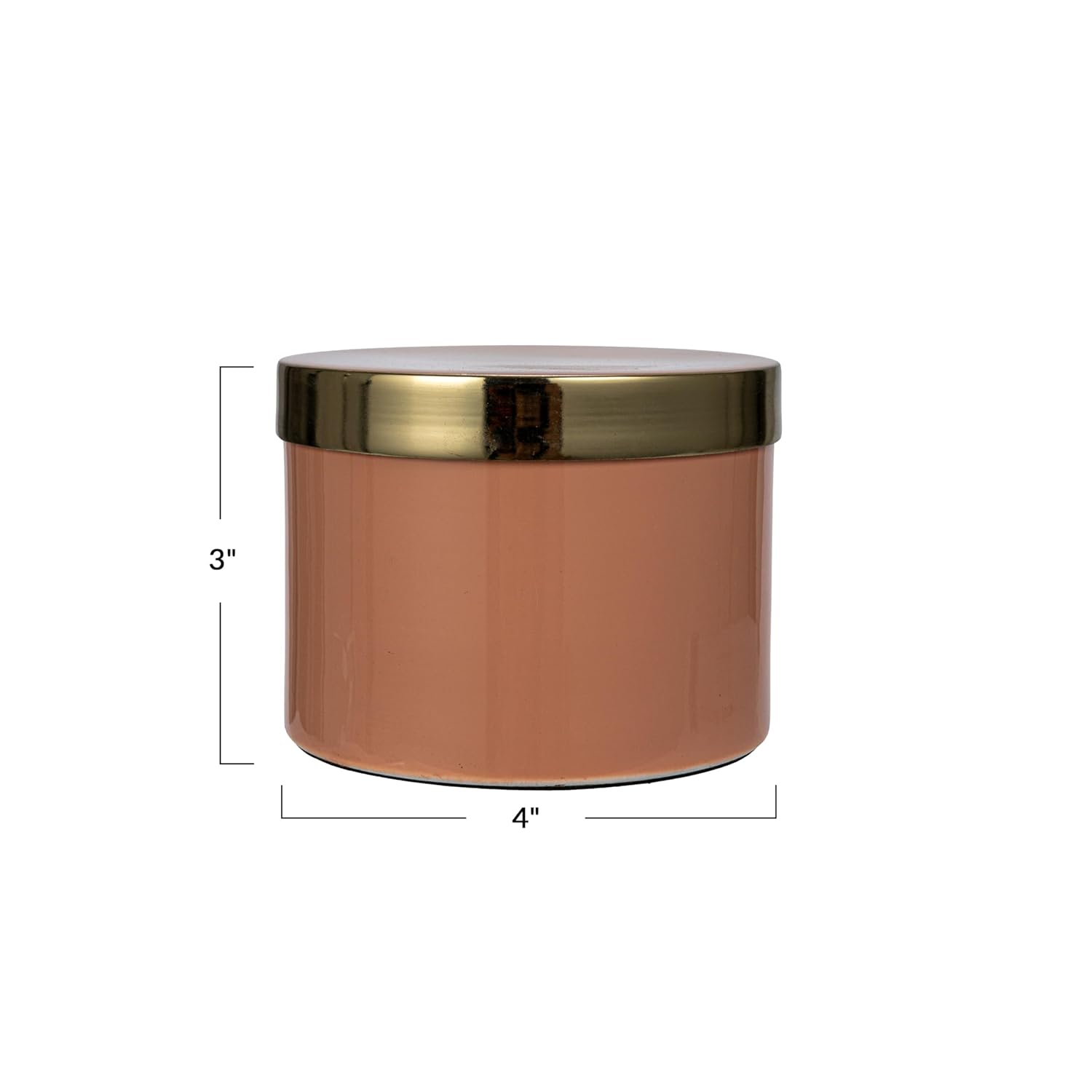 Creative Co-Op Enameled Metal Box with Shiny Interior, Pink and Gold